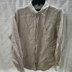 Ralph Lauren Beige Striped Button Down Shirt